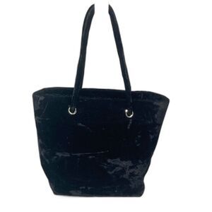 J CREW Velvet Handbag Drawstring Closure Straps Fully Lined Black 12 x 9 x 3 in